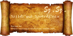 Szilágyi Szofrónia névjegykártya
